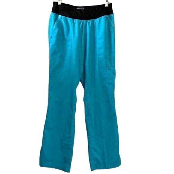 Purple Label Yoga Turquoise Scrub Pants XS Elastic Waist Womens Lightweight Stre - Picture 1 of 10